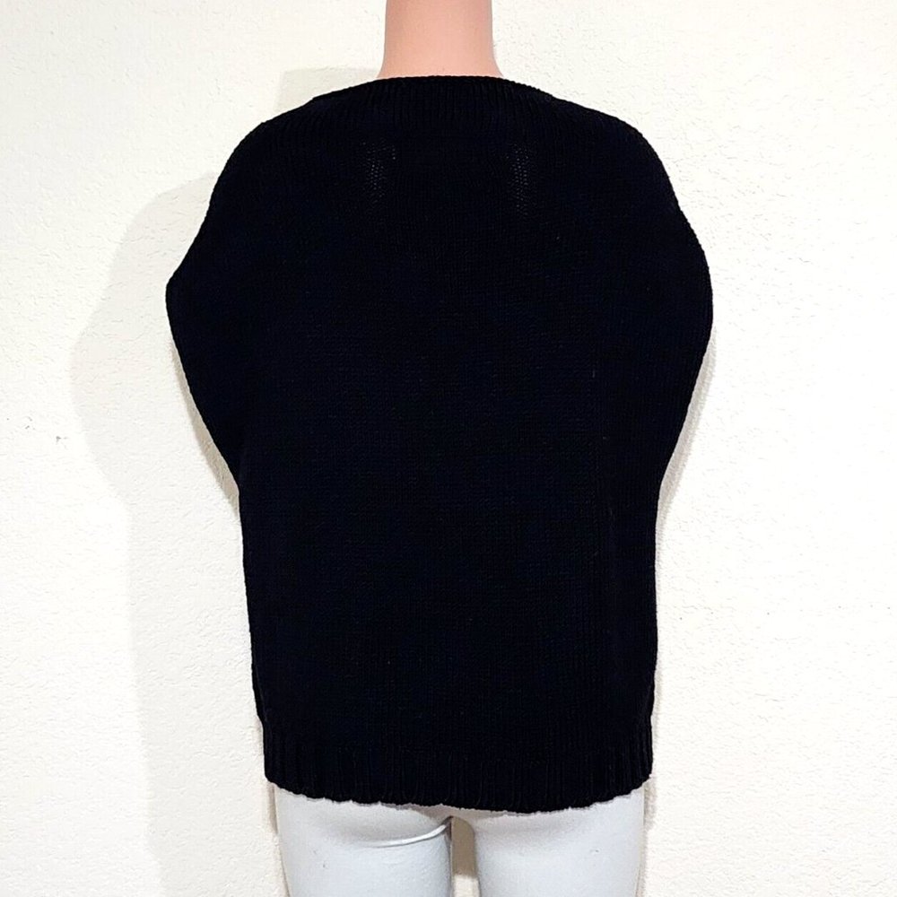 Lafayette 148 NY Black Wool Sweater Vest Top Drop Shoulder Zipper Shoulder - Picture 6 of 8